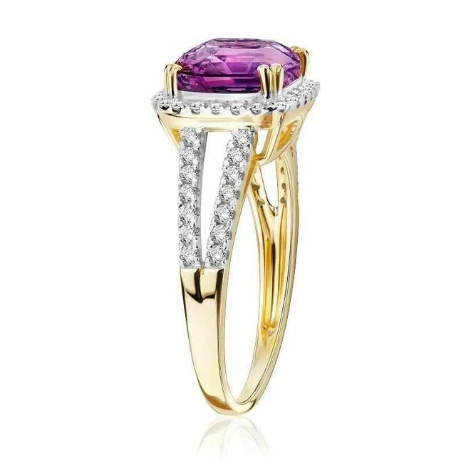 Pierścionek z brylantami i ametystem z żółtego złota 1.96 ct