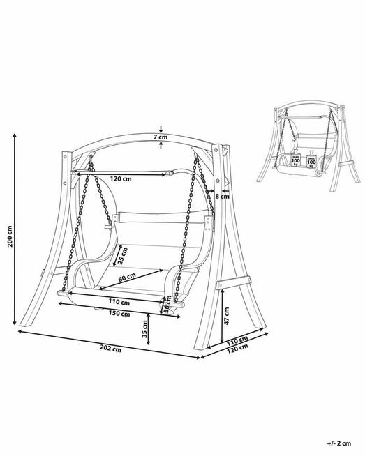 Zadaszona huśtawka ogrodowa z drewna modrzewiowego