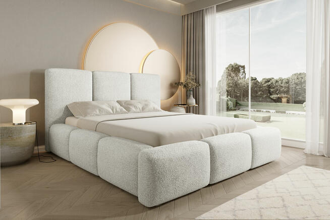 Łóżko Tapicerowane Bubble Masywne Miękkie Zagłowie 160x200