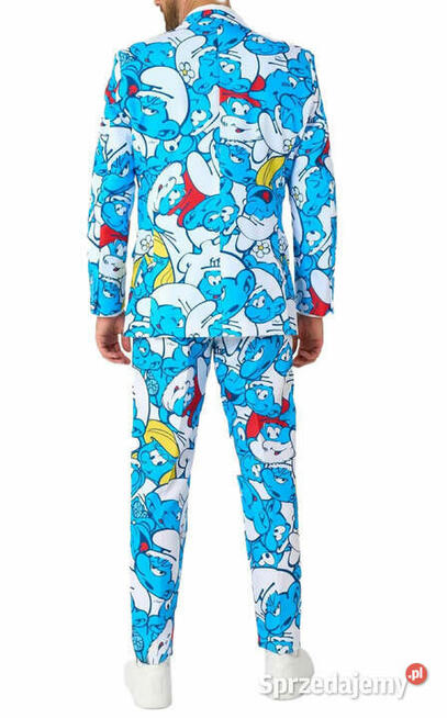 OPPOSUITS Garnitur męski z krawatem SMERFY bajka niebieski