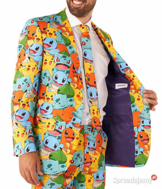 OPPOSUITS Garnitur męski z krawatem kolorowy POKEMONY bajka