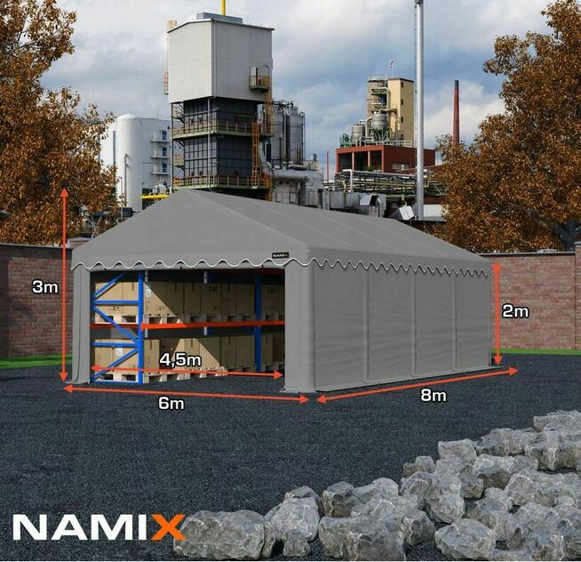 Namiot BASIC 6x8 magazynowy handlowy garaż wiata PE 240g/m2