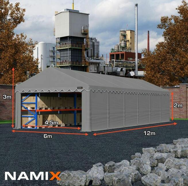 Namiot BASIC 6x12 magazynowy handlowy garaż wiata PE 240g/m2