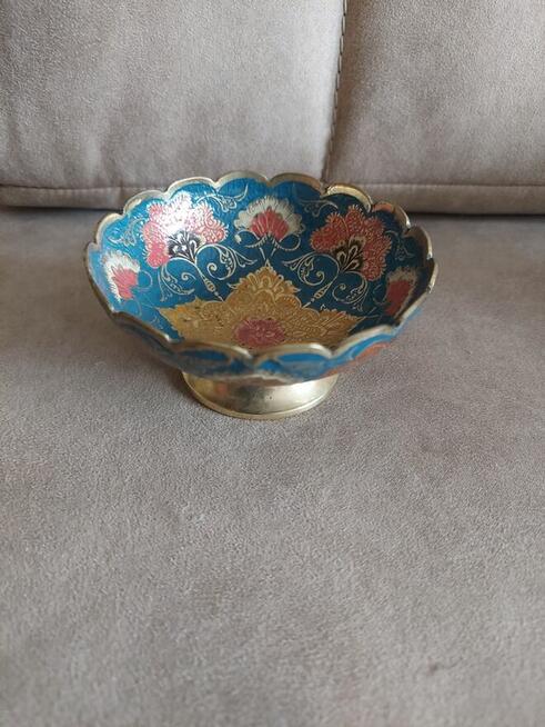 Półmisek mosiężny we wzory emaliowany