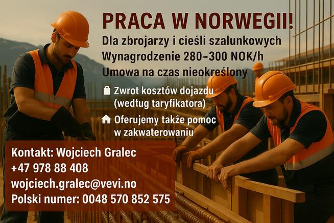 Zatrudni od zaraz : zbrojarzy i cieśli szalunkowych w Norwe