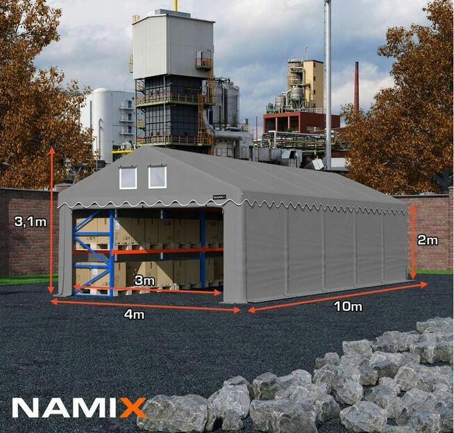 Namiot COMFORT 4x10 magazynowy handlowy garaż PVC 560g/m2
