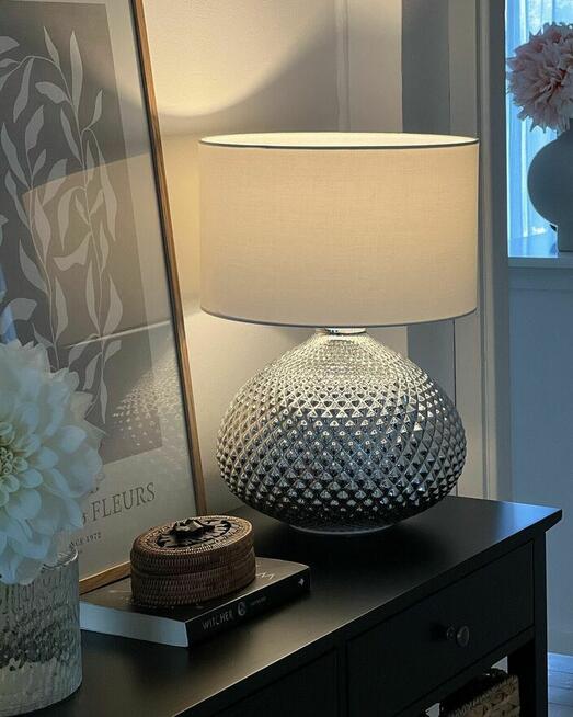Lampa stołowa Szkło Srebrny