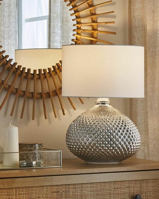 Lampa stołowa Szkło Srebrny