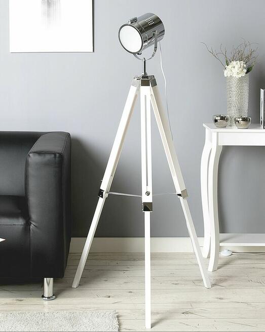 Lampa podłogowa Drewno sosnowe Biały