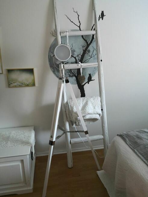 Lampa podłogowa Drewno sosnowe Biały