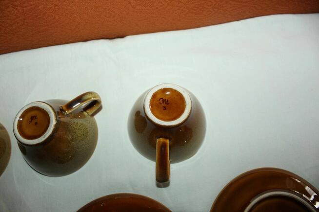 Filiżanki z talerzykami Mirostowice Opal 3 sztuki Czasy PRL