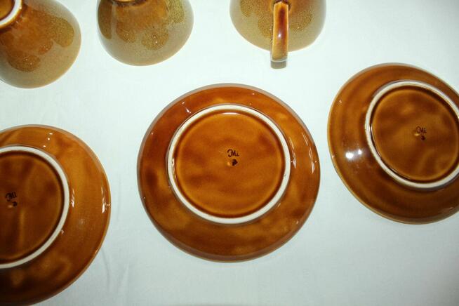 Filiżanki z talerzykami Mirostowice Opal 3 sztuki Czasy PRL