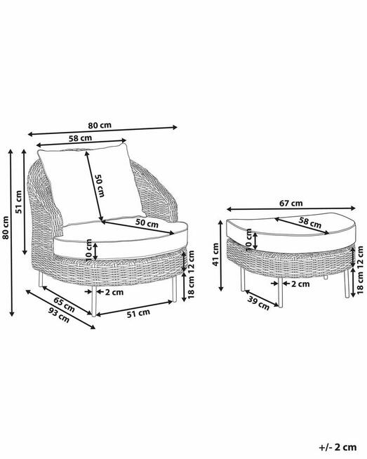 Fotel ogrodowy z otomaną ARCILLE