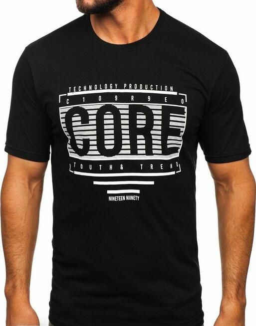 Biała lub czarna koszulka męska z nadrukiem Bawełna