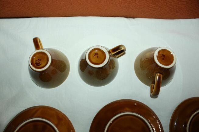 Filiżanki z talerzykami Mirostowice Opal 3 sztuki Czasy PRL