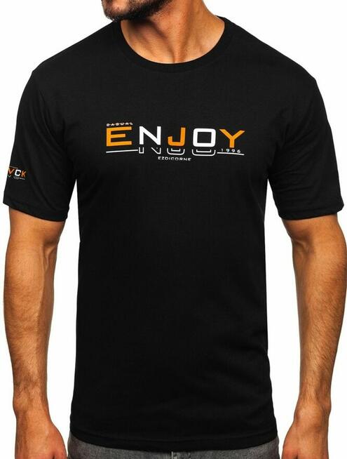 Biała lub czarna koszulka męska z nadrukiem Bawełna