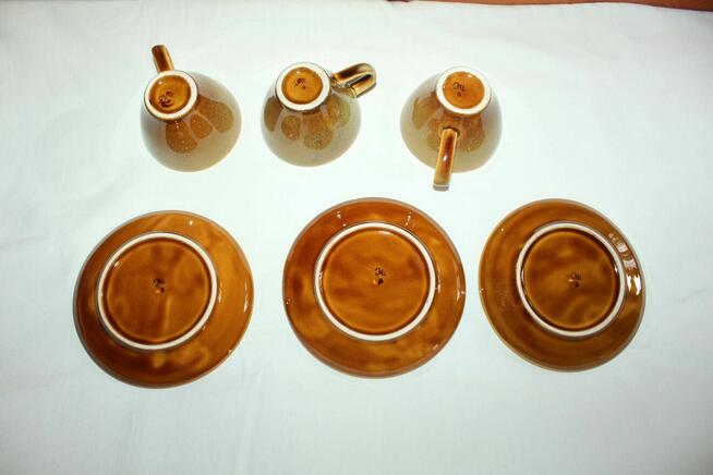 Filiżanki z talerzykami Mirostowice Opal 3 sztuki Czasy PRL