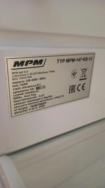 Chłodziarko zamrażarka lodówka MPM mała 144cm jak nowa