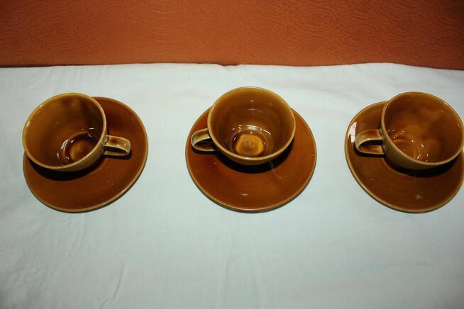 Filiżanki z talerzykami Mirostowice Opal 3 sztuki Czasy PRL