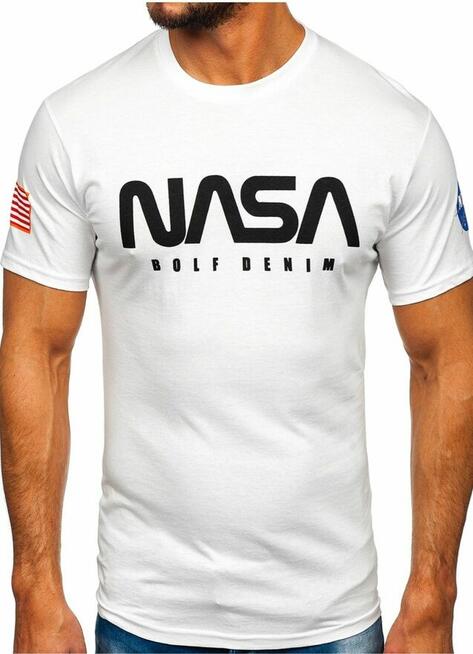 Biała lub czarna koszulka męska z nadrukiem Bawełna