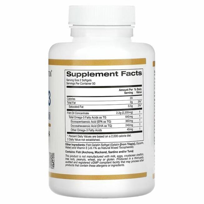 California Gold Nutrition, Tran premium z omega-3,100