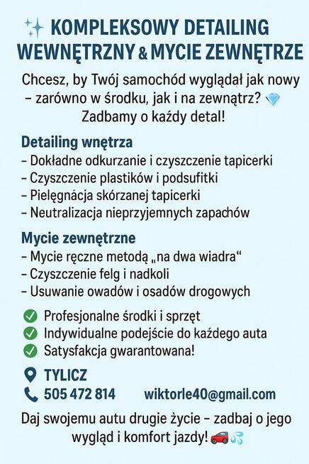 Czyszczenie wnętrz auta jak i z zewnątrz