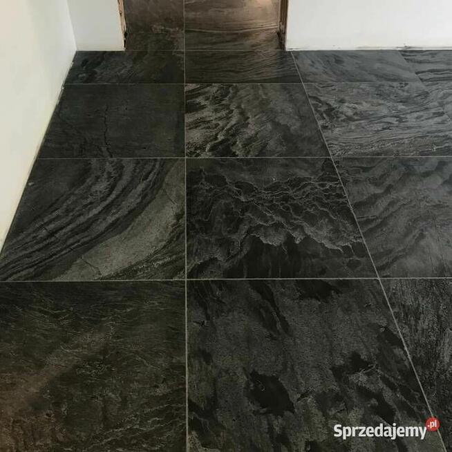 Płytki Kamienne Kwarcyt Black Galaxy Leather 60x60x1,4 cm