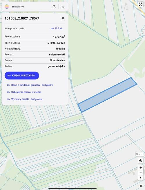 Działka inwestycyjno-rolna 1,98 ha, Strobów, gm. Skierniewice