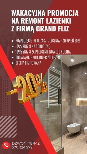 ŁAZIENKI KOMPLEKSOWO-PROMOCJA -20% ZA ROBOCIZNĘ