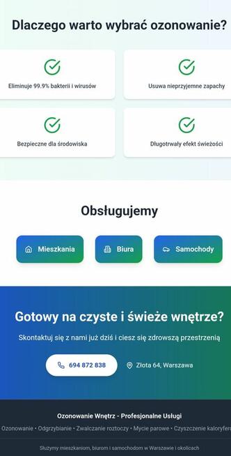 Ozonowanie, odgrzybianie, czyszczenie myjką porową