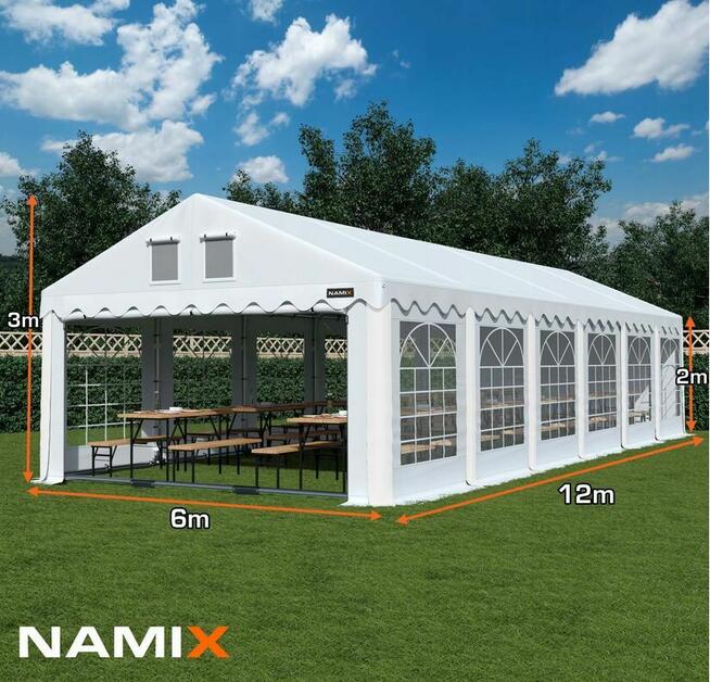 Namiot PRESTIGE 6x12-2,6m ogrodowy imprezowy garaż wzmocnion