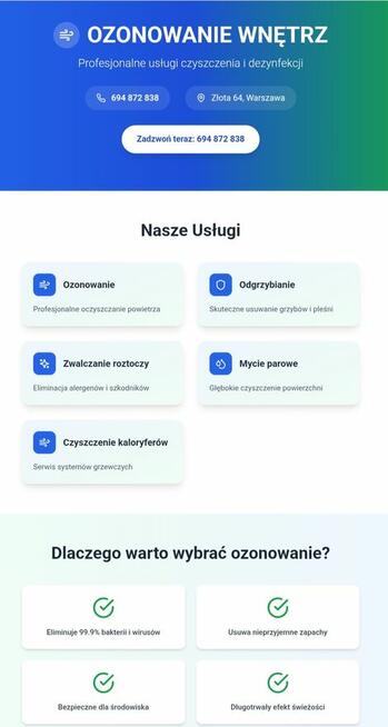 Ozonowanie, odgrzybianie, czyszczenie myjką porową