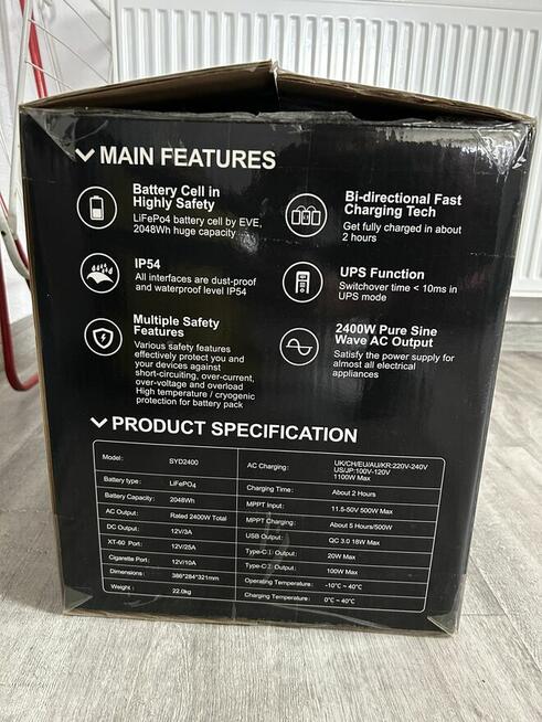 Przenośna stacja zasilania SYD2400 + panel Fullsent 200