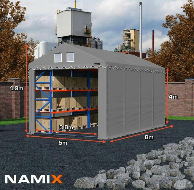 Namiot PRESTIGE 5x8-4m hala przemysłowa magazynowy MOCNY PVC