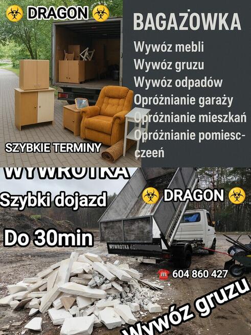 DRAGON Tani od 90zl Wywóz śmieci wielkogabarytowych, meble