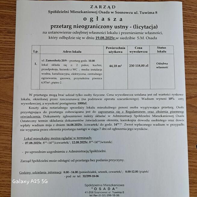 sprzedaż lokalu mieszkalnego