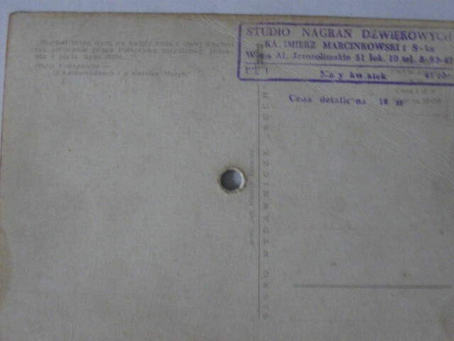 Unikatowa pocztówka dzwiękowa z 1961r Jan Marcin Szancer