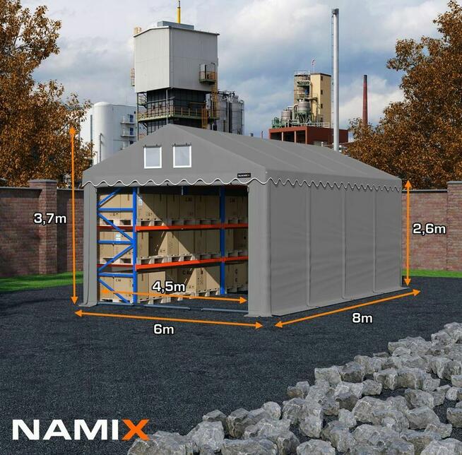 Namiot PRESTIGE 6x8-2,6m hala przemysłowa magazynowy MOCNY P