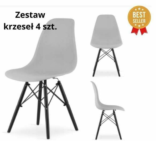 Zestaw 4szt. Krzeseł skandynawskich jasny popiel 4 szt