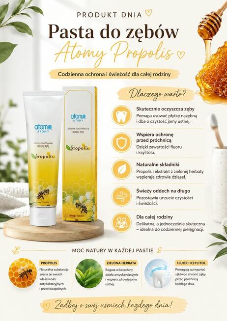 Pasta do zębów Atomy z propolisem i zieloną herbatą 200g
