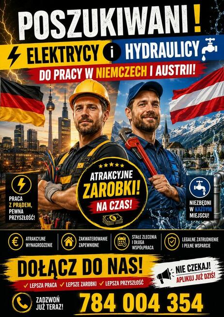 # PRACA ZA GRANICĄ #NIEMCY #AUSTRIA #ELEKTRYK #HYDRAULIK