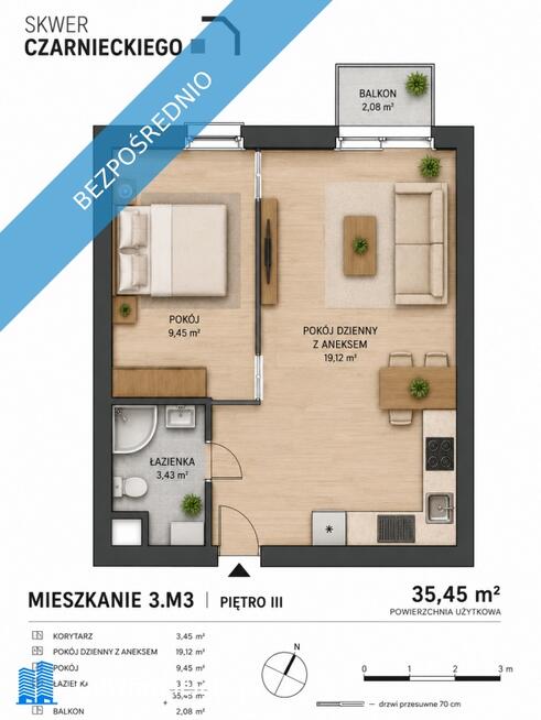 Smart 2 pokoje | duży balkon | Wilda | gotowe pod najem