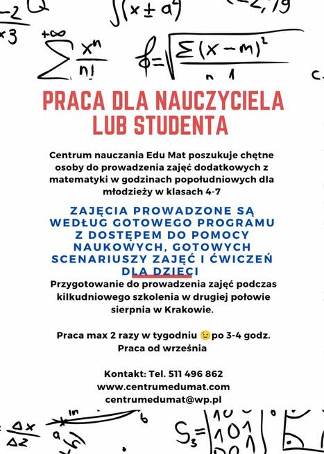 Praca dla nauczyciela lub studenta