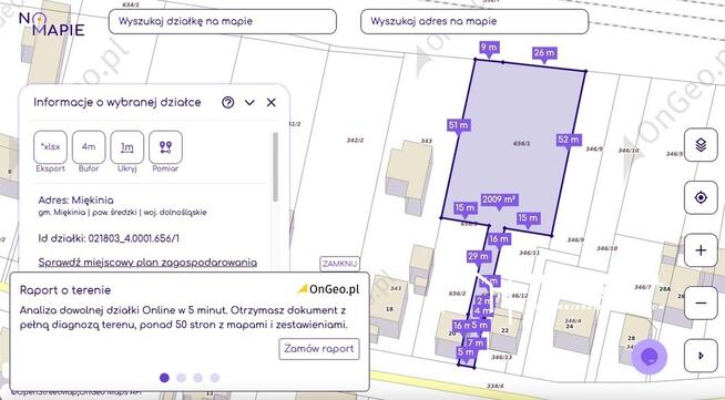 Działka budowlana 2011 m² – Miękinia, ul. Lipowa