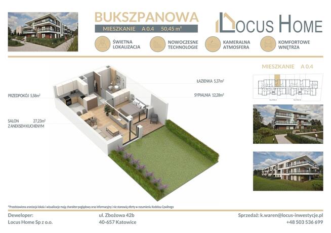 Mieszkanie 2-pokojowe Katowice ulica Bukszpanowa