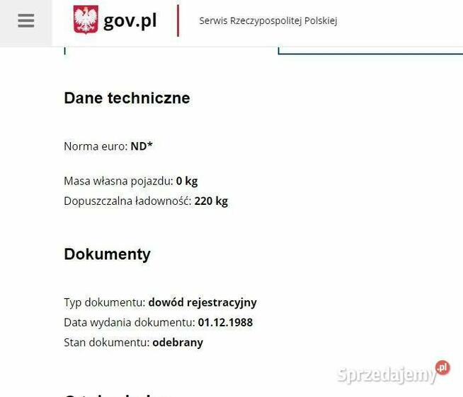 Przyczepka lekka pozostałość sam spomasz błysk km 200 zarej.