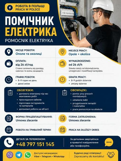 Zatrudnimy Pomocnika Elektryka