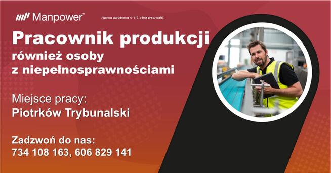 Pracownik Produkcji - Piotrków Tryb. (również z orzeczeniem)