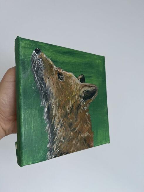 Obraz olejny ręcznie malowany „Lisek” 15x15 cm