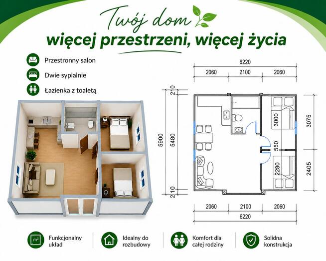 NOWY Domek Składany Kontenerowy 35m² | Gotowy w 2 godziny! N